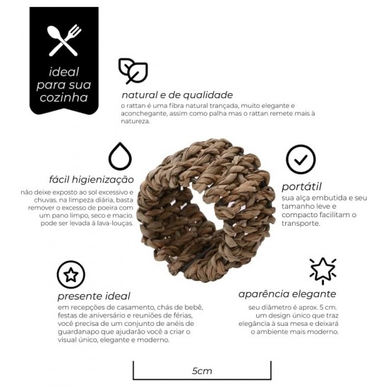 Jogo 4 Anéis Para Guardanapo De Fibra Natural